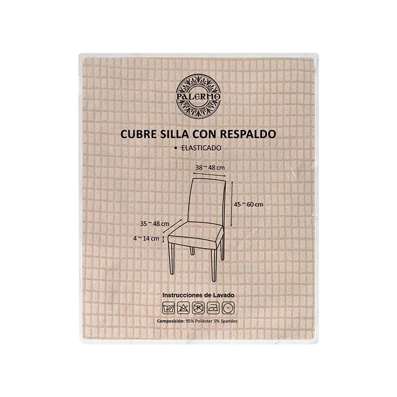 Funda Cubre Silla con Respaldo Elástica Ajuste Universal - Color Beige